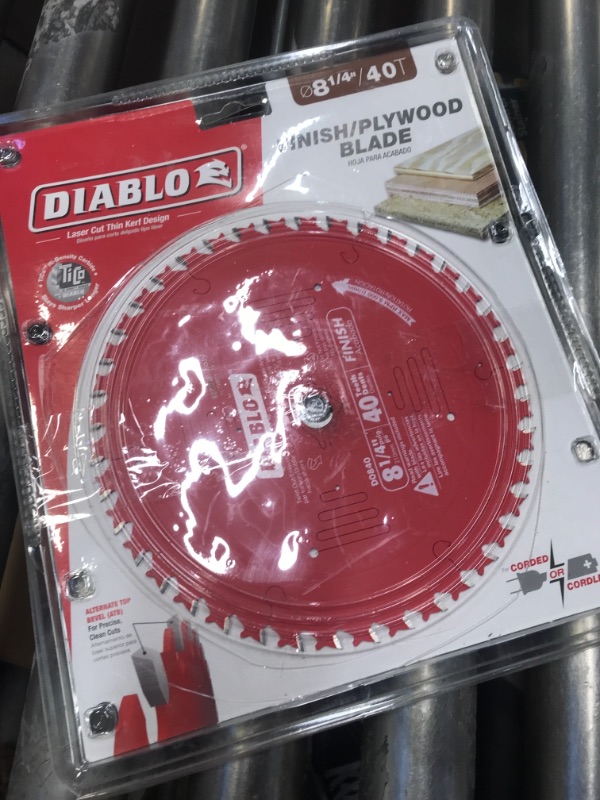 Photo 1 of DIABLO 8-1/4 in. x 40-Tooth Finish Circular Saw Blade
package has been opened item is still new
