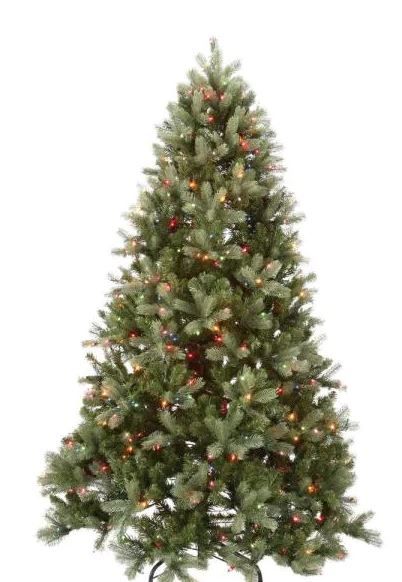 Photo 1 of 7.5 ft. Feel-Real Downswept Douglas Fir Hinged Tree with 750 Multi-Color Lights

