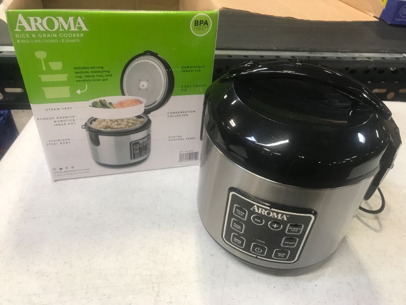 Photo 1 of Aroma Digital Rice Cooker and Food Steamer, Silver, 8 Cup