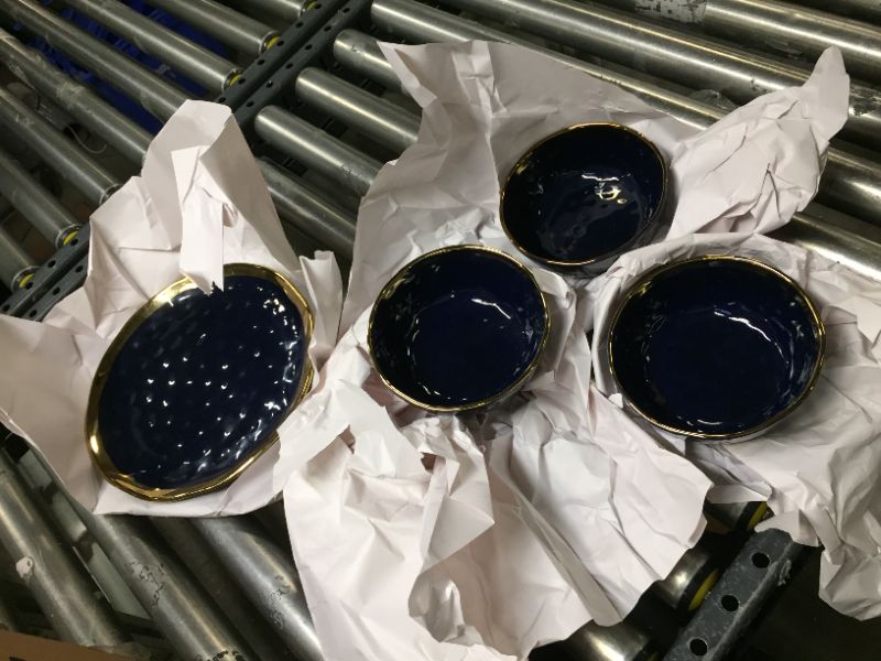 Photo 1 of 10 piece bowl and plate set blue and gold 