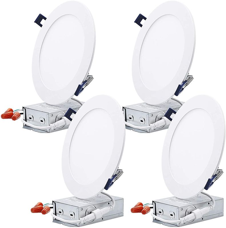 Photo 1 of TORCHSTAR Essential Series 13.5W 6 Inch LED Downlight with Junction Box, Dimmable 1000lm Ultra-Thin Recessed Slim Ceiling Lights, 13.5W, ETL & Energy Star Listed, 4000K Cool White, Pack of 4
