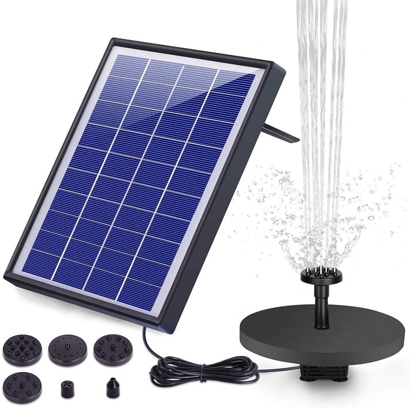 Photo 1 of AISITIN 6.5W Solar Fountain Pump, Solar Water Pump Floating Fountain Built-in 1500mAh Battery, with 6 Nozzles, for Bird Bath, Fish Tank, Pond or Garden Decoration Solar Aerator Pump
