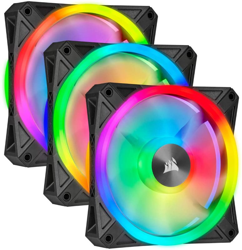 Photo 1 of Corsair QL Series, Ql120 RGB, 120mm RGB LED Fan, Triple Pack with Lighting Node Core
