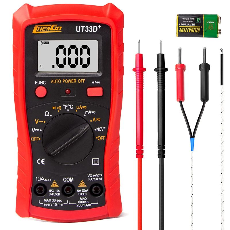 Photo 1 of Digital Multimeter, Auto-Ranging AC/DC Current Voltage NCV Tester Meter with Resistance Diode Continuity and Temperature Measure, Dual Fuse Anti-Burn Pocket Meter Tester by CHEAGO
