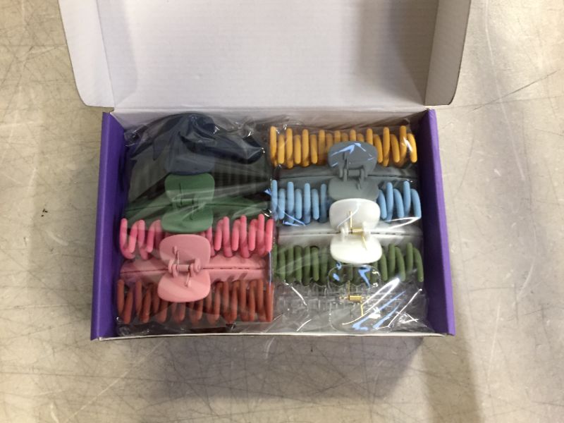 Photo 1 of Begins Big Hair Claw Clips Claw Hair Clips for Women Girls, Durable Plastic Metal Spring Non- Stick MaterialFemale hair accessories , Strong Hold Jumbo Hair Jaw Clips,12Colors Available (Pack of 12)