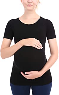 Photo 1 of +MD Bamboo Women's Maternity Tshirts Underwear Side Ruched Mama Pregnancy Top Clothes Comfortable Activewear Pajamas
