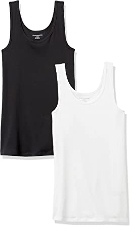 Photo 1 of Amazon Essentials Women's 2-Pack Slim-Fit Tank black and white 
