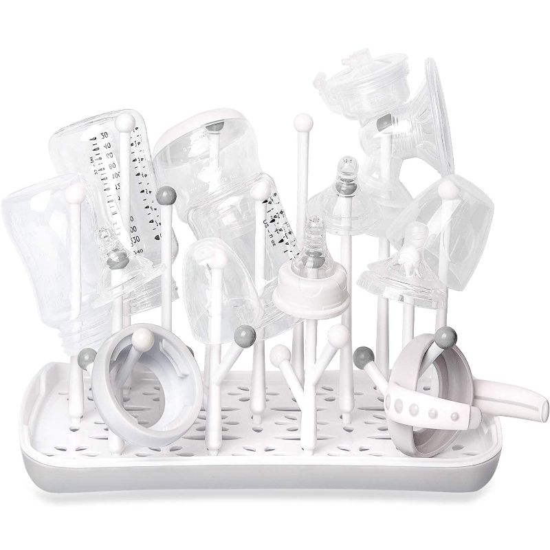 Photo 1 of Baby Bottle Drying Rack with Tray, Termichy High Capacity Bottle Dryer Holder for Bottles, Teats, Cups, Pump Parts and Accessories, Gray
