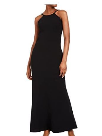 Photo 1 of Calvin Klein Women's Halter Neck Crepe Gown, Black 6