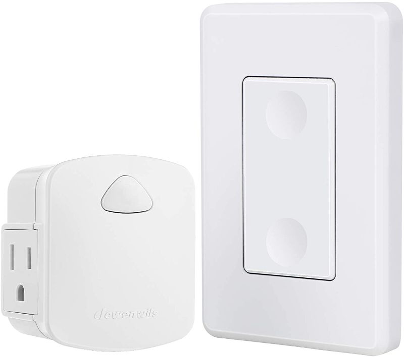 Photo 1 of DEWENWILS Wireless Light Switch Remote Control Outlet, Remote Power Wall Switch for Lamps, No Wiring Needed, 15 AMP Heavy Duty, 100 Feet RF Range,Compact Side Plug
