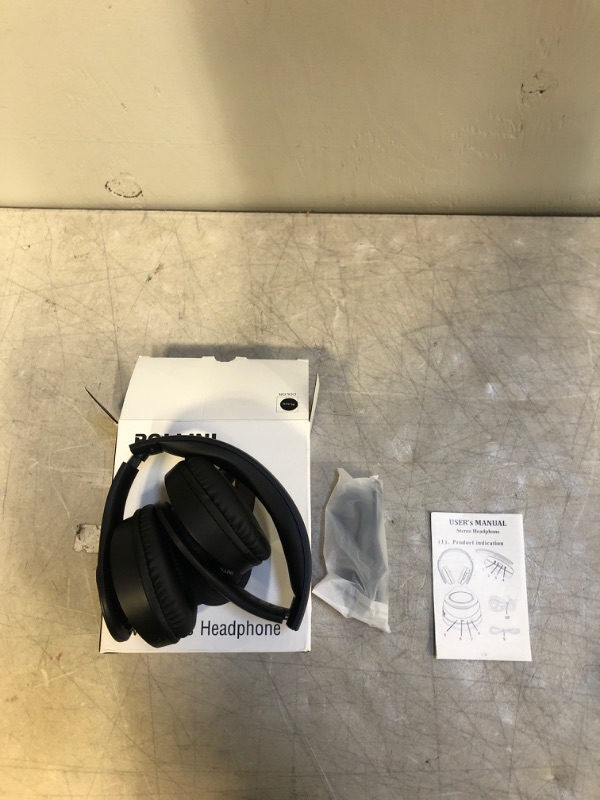 Photo 2 of Bluetooth Headphones Over Ear, pollini Wireless Headset V5.0 with Deep Bass, Soft Memory-Protein Earmuffs and Built-in Mic for iPhone/Android Cell Phone/PC/TV (Black)
