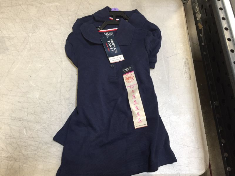 Photo 2 of Girls Navy French Toast 2-pack Uniform School Polo Shirt Size S 6/6x
