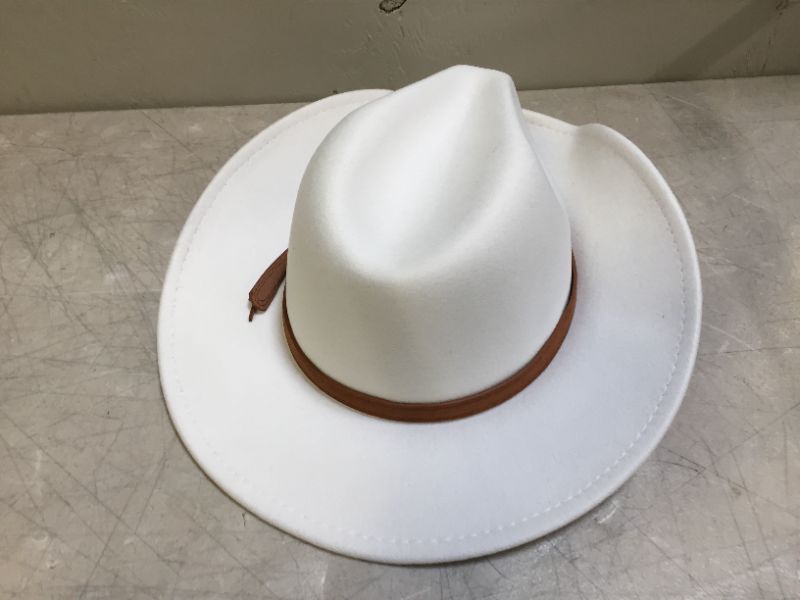 Photo 1 of Lisianthus Men & Women Vintage Wide Brim Fedora Hat with Belt Buckle-LARGE

