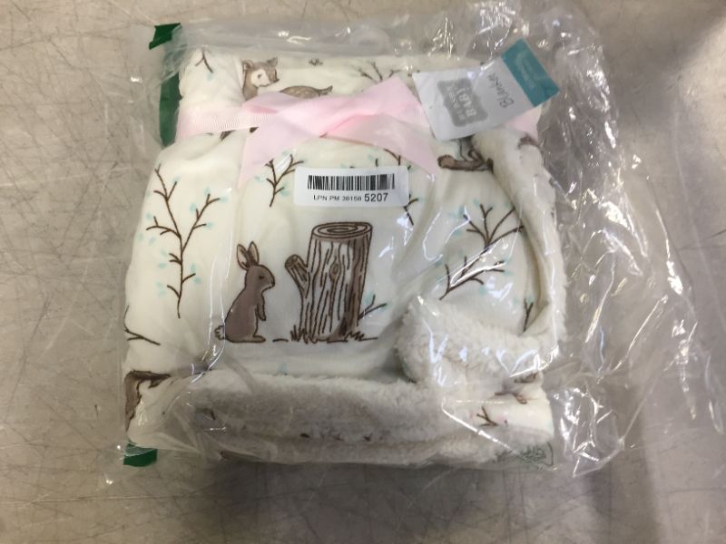 Photo 2 of Hudson Baby Infant Girl Plush Blanket with Sherpa Back, Enchanted Forest, One Size