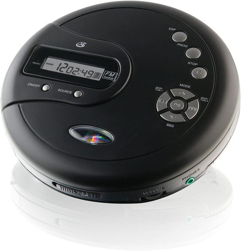 Photo 1 of GPX PC332B Portable CD Player with Anti-Skip Protection, FM Radio and Stereo Earbuds - Black
