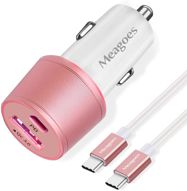 Photo 1 of Meagoes USB C Car Charger, 36W 2-Port Fast Charging Adapter with PD&QC3.0 Compatible for Samsung Galaxy S21/S20 Plus/Ultra/S10/S9/Note 20/10, iPad Pro, Google Pixel, iPhone 11/Pro/Max -3ft Type C Cord
