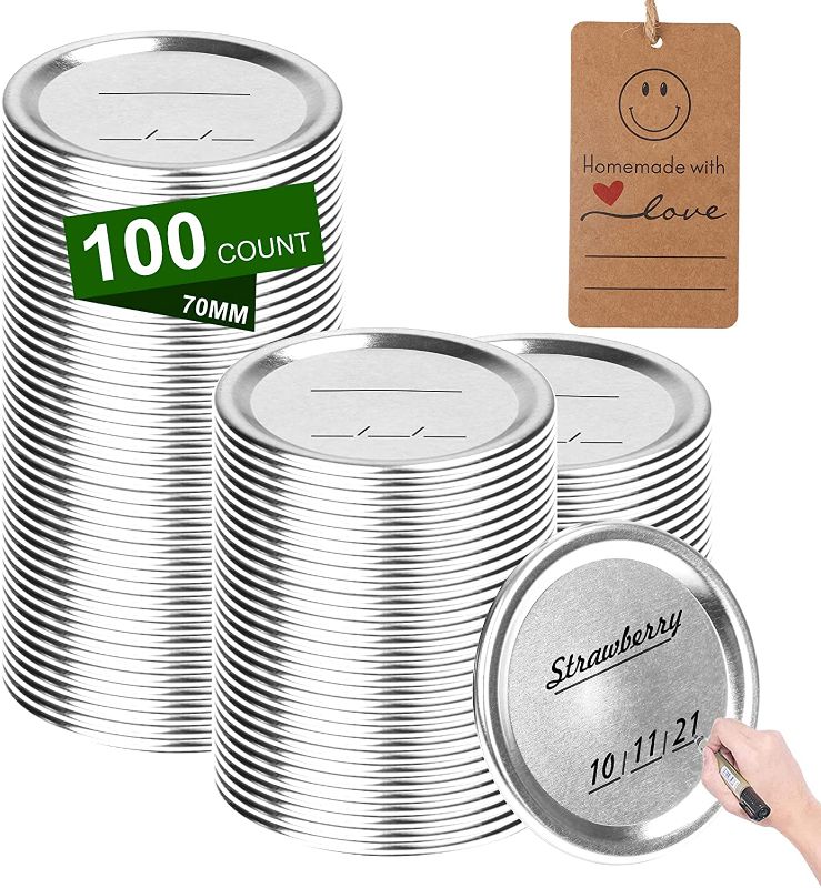 Photo 1 of 100 Count Canning Lids, for Regular Mouth Mason Jar Lids
