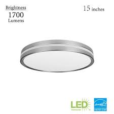 Photo 1 of Ashburrow 15 in. LED Color Changing Flush Mount with Night Light Brushed Nickel Finish
