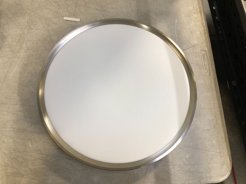 Photo 1 of Ashburrow 15 in. LED Color Changing Flush Mount with Night Light Brushed Nickel Finish
