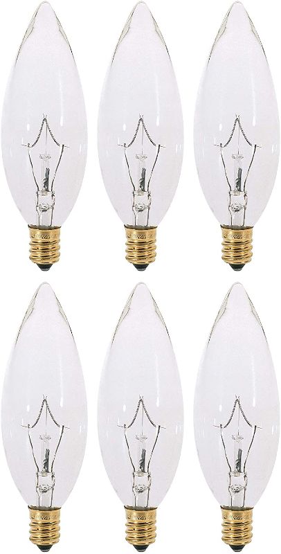 Photo 1 of (Pack of 6) Clear European Base (E14) Torpedo Tip 120V Chandelier Bulbs - Straight Tip (25)
