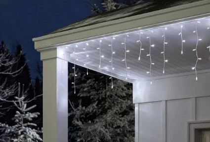Photo 1 of 17.5 ft. 200-Light Cool White Dome LED Icicle Lights
