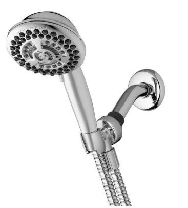 Photo 1 of 9-Spray 4.5 in. Single Wall Mount 1.8 GPM Handheld Rain Shower Head in Chrome
