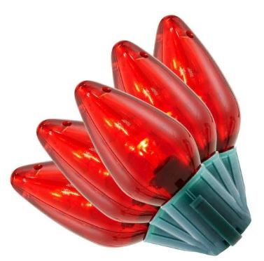 Photo 1 of 16 ft. 25-Light LED Red C9 Super Bright Steady Lit String Light
