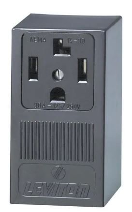 Photo 1 of 30 Amp Single Surface Mounted Single Outlet, Black
