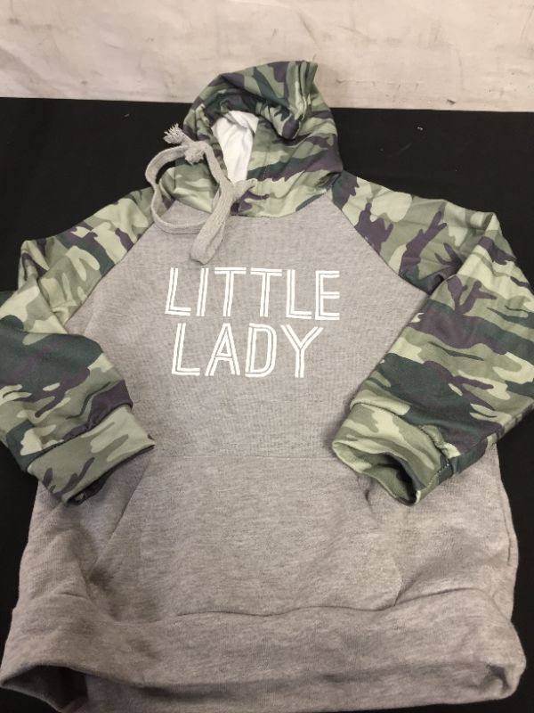 Photo 1 of GIRLS SIZE 7 "LITTLE LADY" HOODIE WITH CAMO HOOD AND SLEEVES