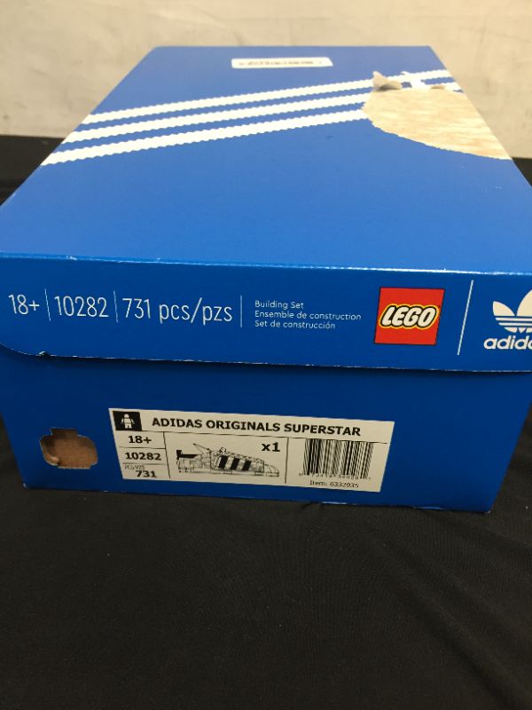 Photo 1 of LEGO Adidas Originals Superstar 10282 Building Kit; Build and Display The Iconic Sneaker; New 2021 (731 Pieces)-- SLIGHT DAMAGE TO BOX
