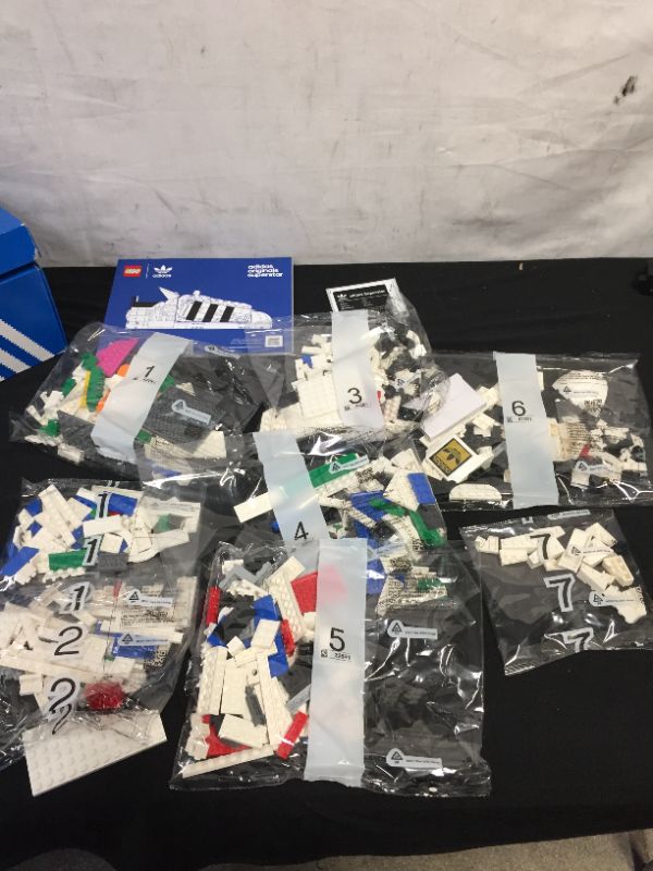 Photo 1 of LEGO Adidas Originals Superstar 10282 Building Kit; Build and Display The Iconic Sneaker; New 2021 (731 Pieces)-- SLIGHT DAMAGE TO BOX

