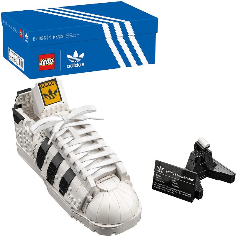 Photo 1 of LEGO Adidas Originals Superstar 10282 Building Kit; Build and Display The Iconic Sneaker; New 2021 (731 Pieces)-- SLIGHT DAMAGE TO BOX

