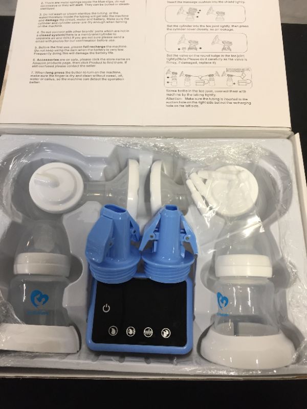 Photo 2 of Bellababy Double Electric Breast Feeding Pumps Pain Free Strong Suction Power Touch Panel High Definition Display,Come with 24mm Flanges-- COULD NOT TEST 