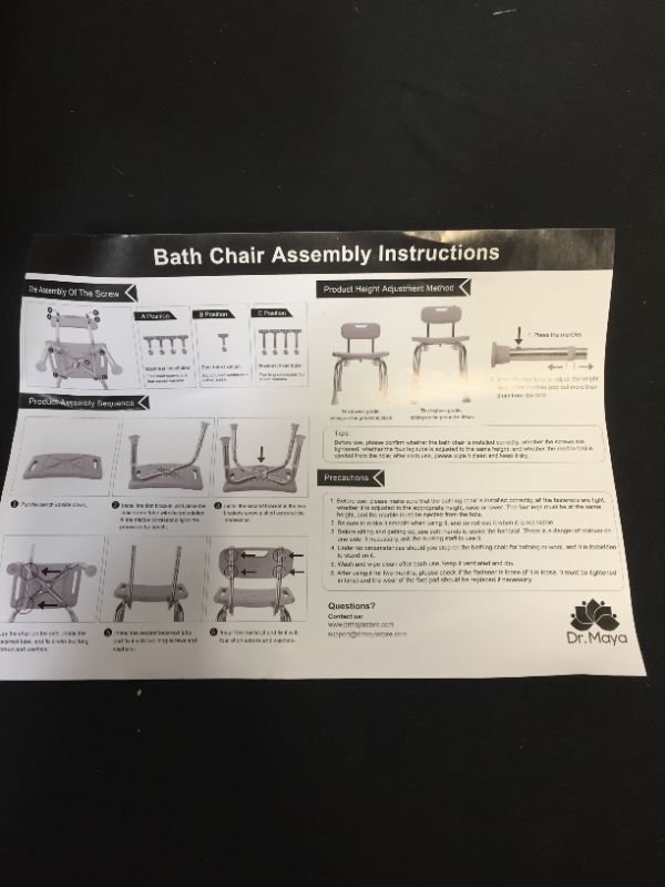 Photo 3 of Dr. Maya Bath and Shower Chair Seat with Back  - Anti-Slip Bench Bathtub Stool for Elderly or Seniors (Bathroom Safety) - with Free Suction Assist Grab Bar