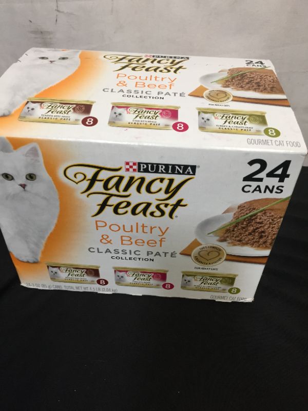 Photo 2 of Fancy Feast Gourmet Classic Cat Food, Poultry & Beef Feast Variety - 24 pack, 3 oz cans ----EXP 06/2023