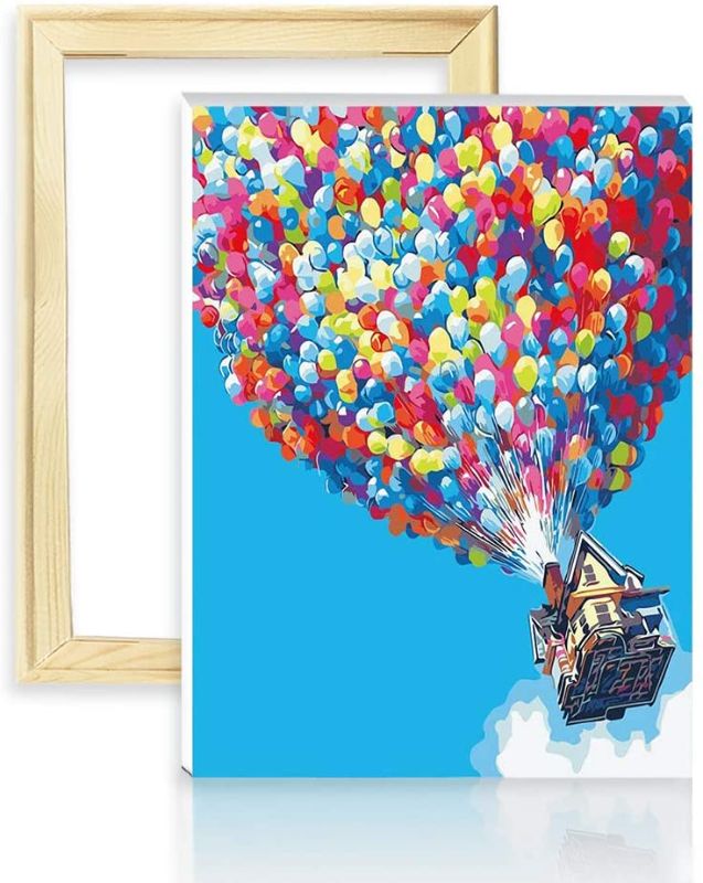 Photo 1 of decalmile Paint by Number Kits DIY Oil Painting Works for Adults Kids Beginner Canvas Art Colorful Balloons 16"X 20" (40 x 50cm, with Frame)
