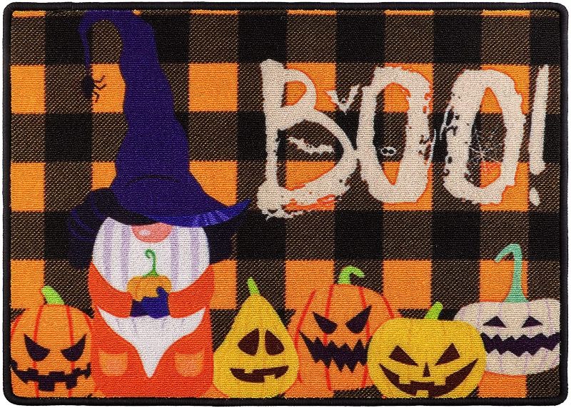 Photo 1 of Aneco Doormats for Entrance Way Outdoors Gnome Style Halloween Boo Doormats Washable Halloween Non Slip Doormats Absorbent Resist Dirt Entrance Rug for Halloween Decor, 28 x 20 inches-- 2 PACK 