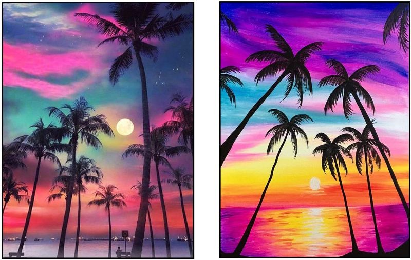 Photo 1 of 2 Pack DIY 5D Diamond Painting Kits, ZOXILEN DIY Rainbow Coconut Tree Colorful Round Gem Rhinestone Embroidery Crystal Painting Arts for Adults Kids Home Wall Decor