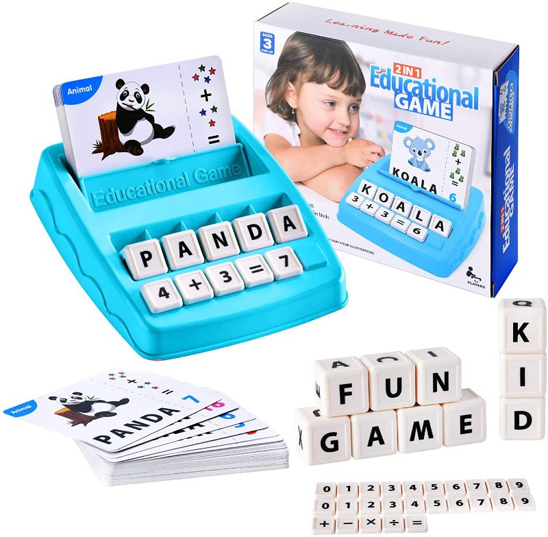 Photo 1 of 2 in 1 Matching Letter Game Learning Toys for Kids, Teaches Word Recognition, Spelling, and Increases Memory, 3 Years and Up (Blue)

