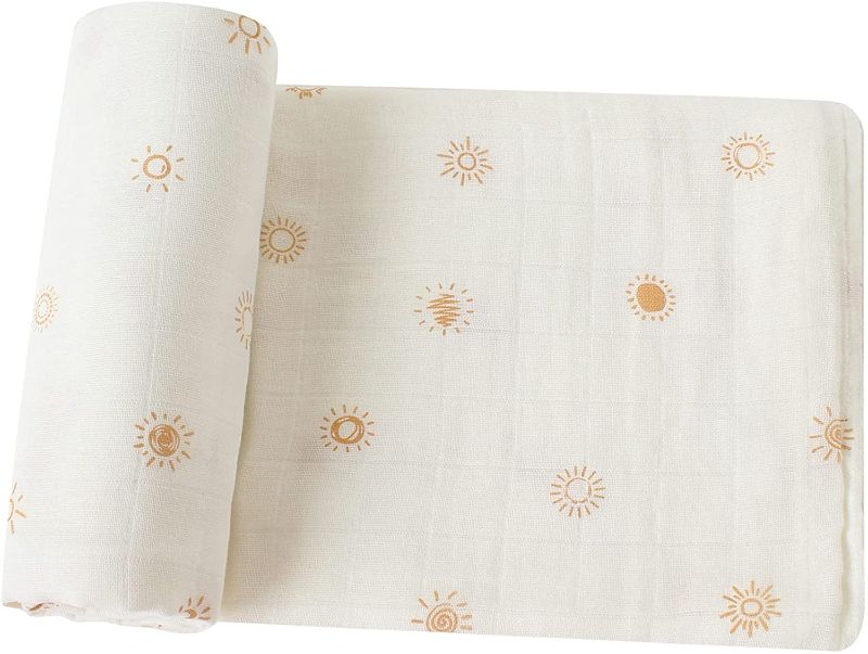 Photo 1 of LifeTree Baby Muslin Swaddle Blankets, 100% Organic Cotton, Large 47 x 47 inches, Sunshine Print Muslin Swaddling Blanket for Boys & Girls

