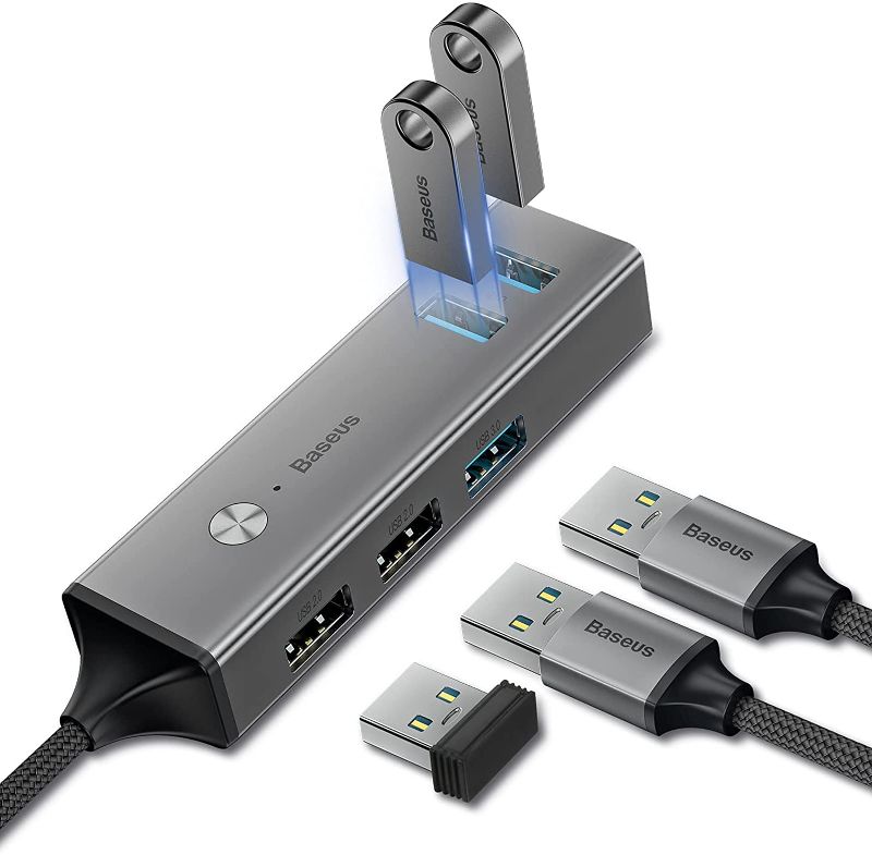 Photo 1 of 5-Port USB 3.0 Hub, Baseus Aluminum USB 3.0 Data Hub Adapter with 3 USB 3.0 Ports and 2 USB 2.0 Ports, High-Speed Data Transmission Hub Compatible with Mac OS,Windows 7/8/10,Google Chrome OS and More
