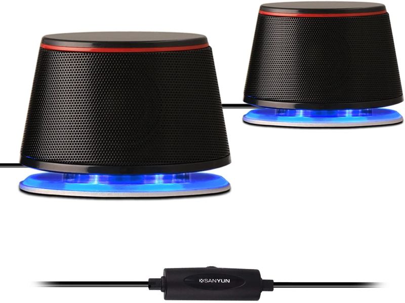 Photo 1 of Sanyun SW102 Computer Speakers, 5Wx2, Deep Bass in Small Body, Stereo 2.0 USB Powered 3.5mm Aux Multimedia Speakers, Built-in Bottom Bass Radiators, PC Laptop Desktop Speakers, Black
