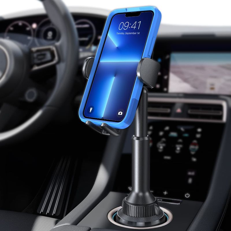 Photo 1 of LISEN Cup Holder Phone Mount[No Shaking & No Falling Off] Cell Phone Holder Car, Cup Holder Phone Holder for Car, Truck, SUV, Compatible with iPhone 13/13 Pro/13 Pro Max,12 / 12 Pro, All 4-7in Phones
