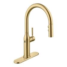 Photo 1 of Glacier Bay Upson Single-Handle Pull-Down Sprayer Kitchen Faucet in Matte Gold