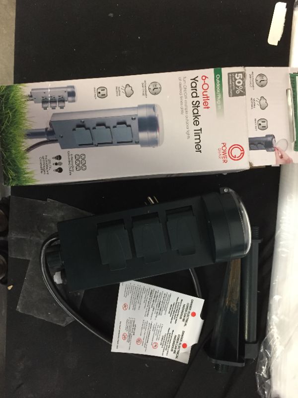 Photo 1 of Power Gear Outdoor Yard Stake Mechanical Timer with 6-Grounded Outlets in Green