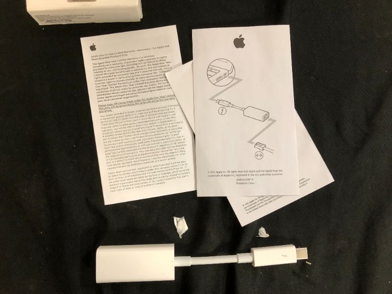 Photo 2 of Apple Thunderbolt to Gigabit Ethernet Adapter MD463LL/A - White