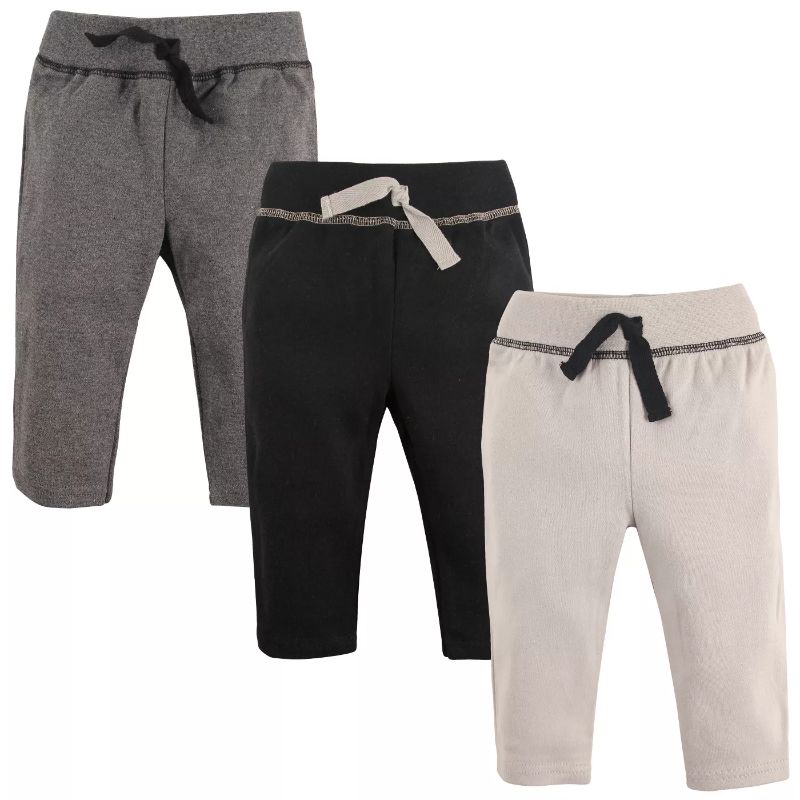 Photo 1 of Hudson Baby Infant and Toddler Boy Cotton Pants 3pk, Black Gray 18M 
