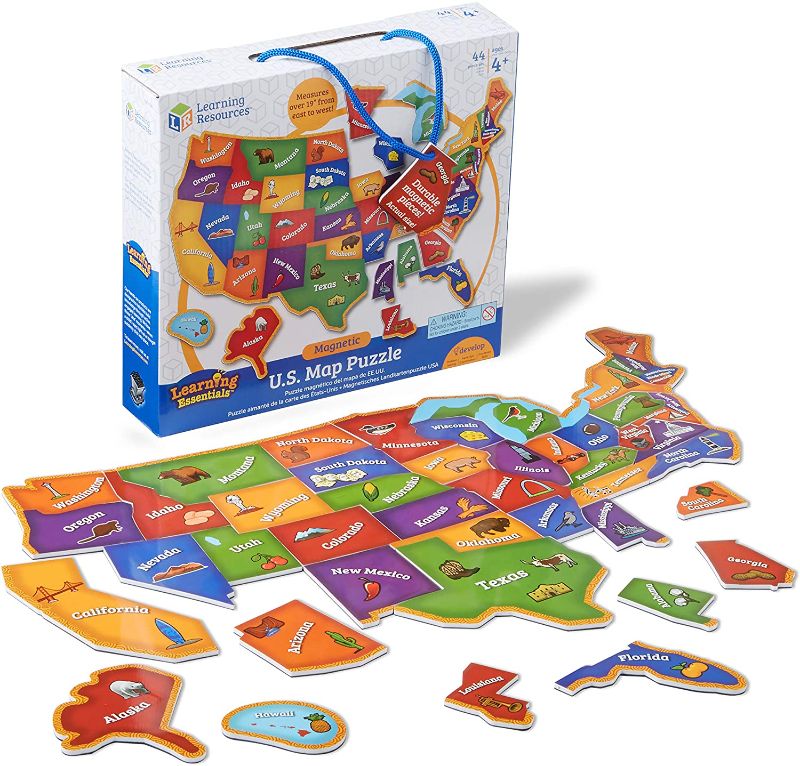 Photo 1 of Learning Resources Magnetic U.S. Map Puzzle, Fun Geography for Kids, US Map, Develops Fine Motor Skills, 44 Pieces, Ages 4+
