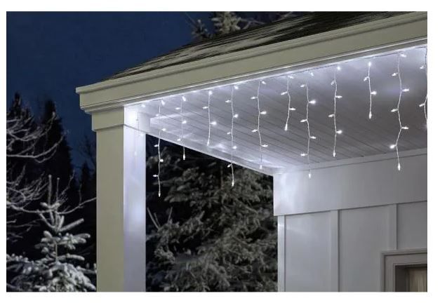 Photo 1 of 17.5 ft. 200-Light Cool White Dome LED Icicle Lights
