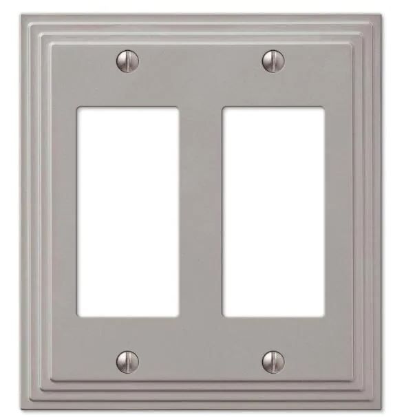 Photo 1 of 2 pack - Tiered 2 Gang Rocker Metal Wall Plate - Satin Nickel
